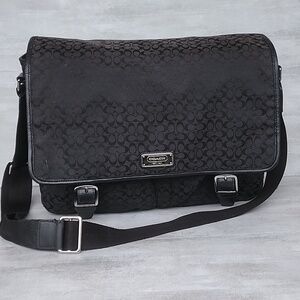 Coach Black Monogram Signature Messenger Crossbody Bag – Good Pre‑Owned